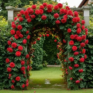 Роза плетистая Алый Триумф купить по цене от 319р. в интернет-магазине «Посадика» с доставкой почтой в в Янауле и по всей России – [изображение №1].